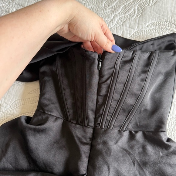 House of CB - Janis - Black Satin Corset Midi Dress - Picture 16 of 16